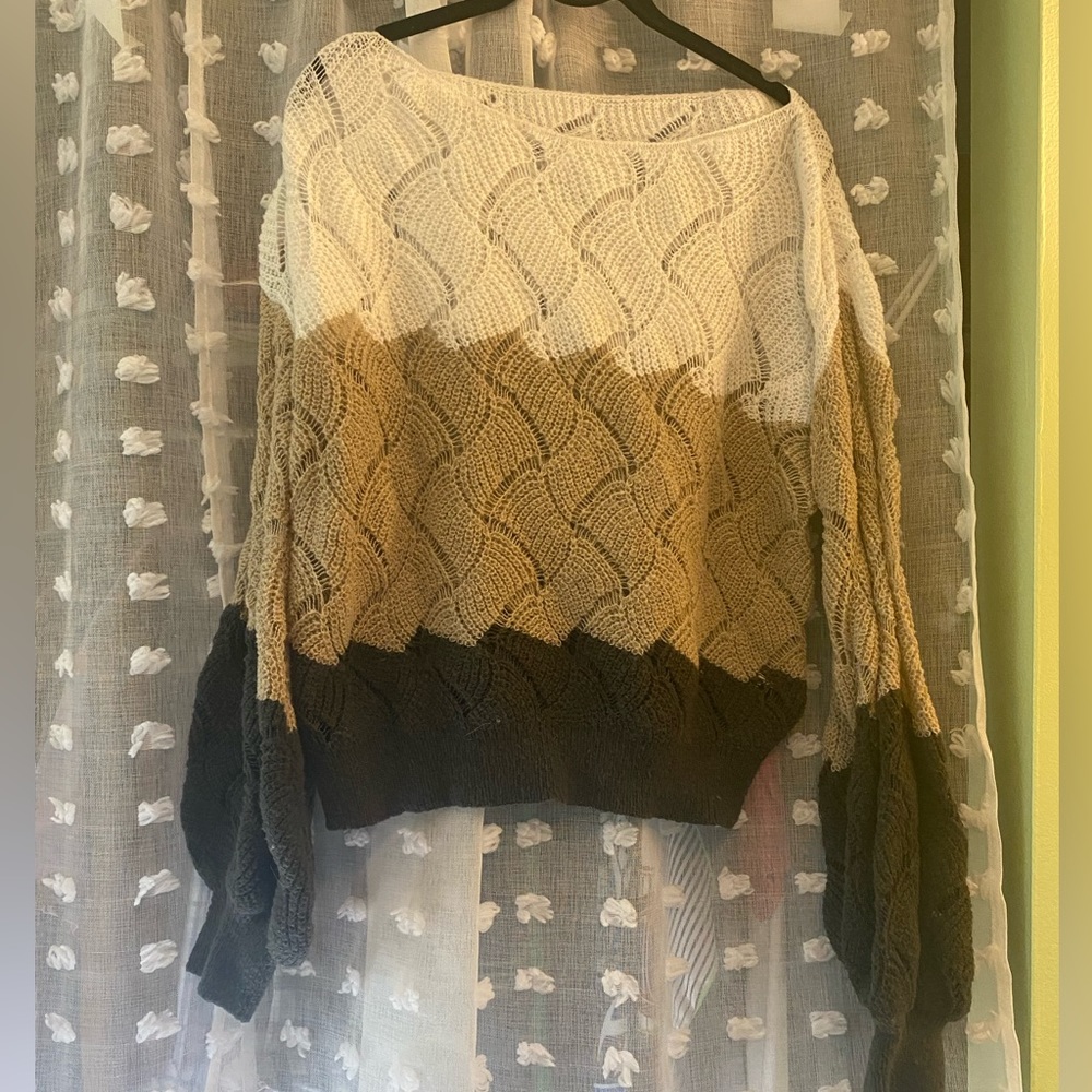 Shein Green, white and tan sweater